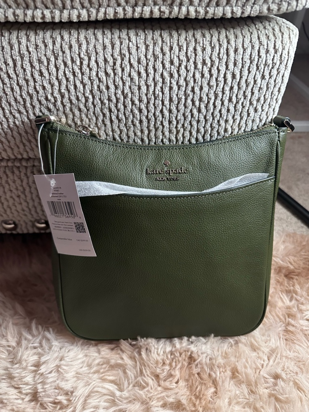 kate spade olive green pebbled leather crossbody